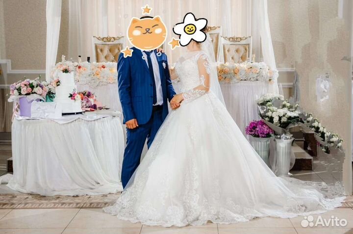 Свадебные платья, бу с длинным шлейфом