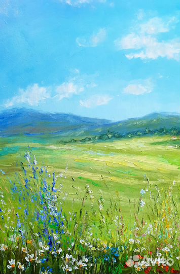 Картина деревенский пейзаж Лето в деревне