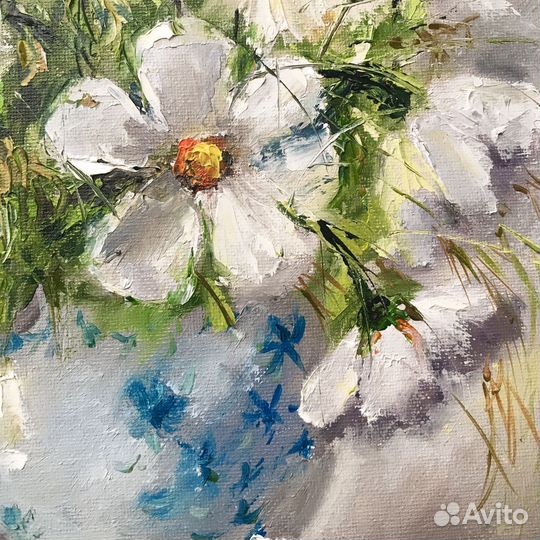 Картина маслом Космеи