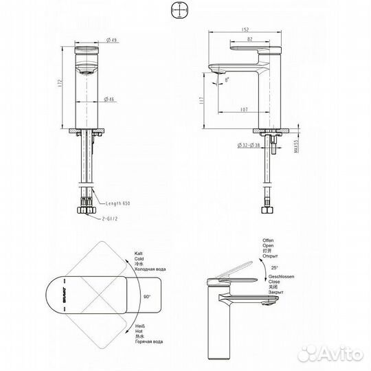 Смеситель для раковины Bravat f1369402bw-eng Черн