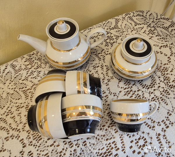 Чайный сервиз, 5 персон, Вербилки СССР, позолота