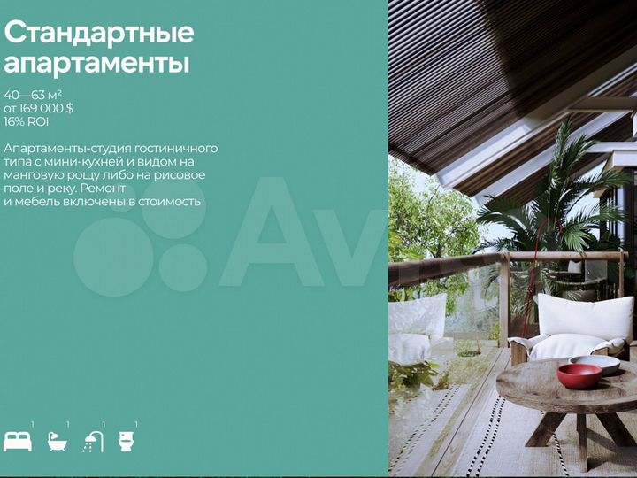 Квартира-студия, 40 м² (Индонезия)