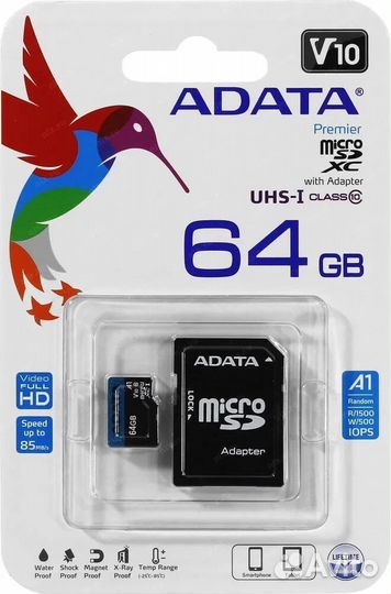 Карта памяти adata micro sdxc 64GB