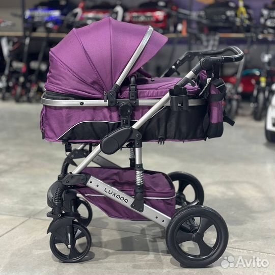 Новая коляска трансформер 3в1 luxmom фиолетовая