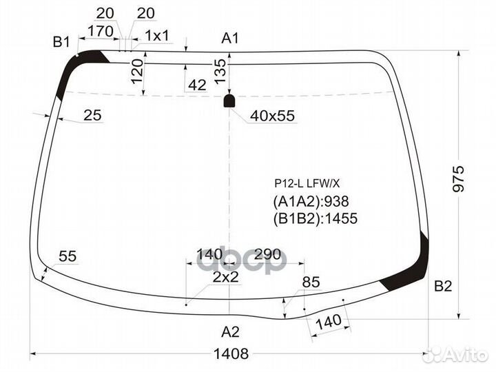 Стекло лобовое Nissan Primera 01-08 P12-L LFW/X