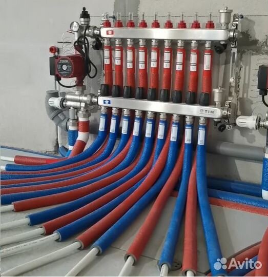 Отопление Монтаж тёплого пола, воды, сантехник