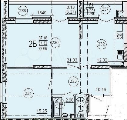2-к. квартира, 69,3 м², 3/14 эт.