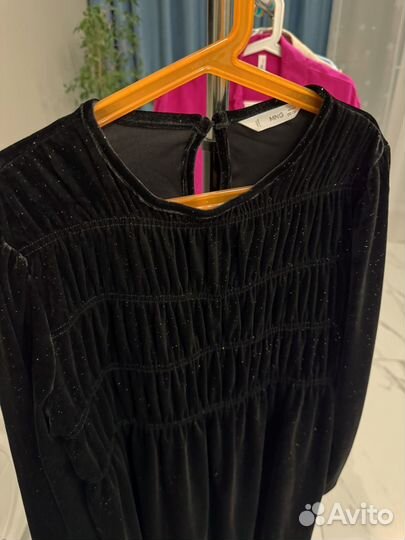 Черное бархатное платье mango kids р.152(146-152)