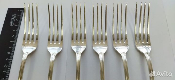 Вилка столовая 6 штук. Серебро 925 пр