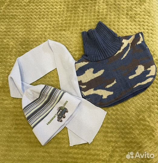 Шарф манишка, шапочка для мальчика