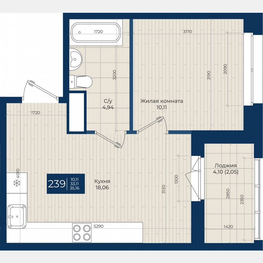1-к. квартира, 35,2 м², 11/12 эт.