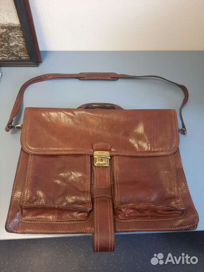 Мужской кожаный портфель ручной работы