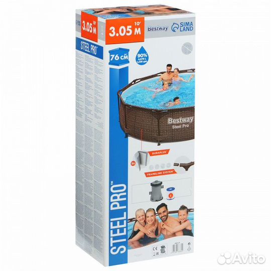 Бассейн 305х76 см (Ротанг) с фильтр-насосом