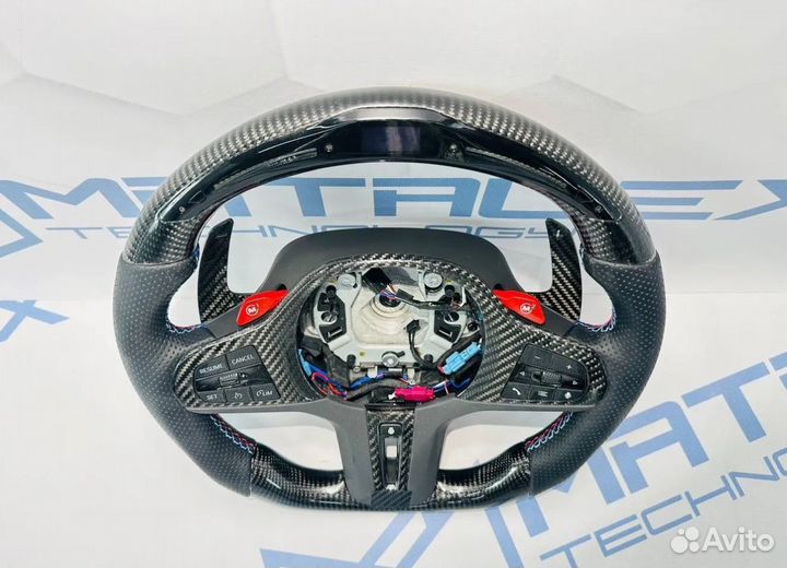 Руль карбон BMW G30 G05 итд Монитор перфорация