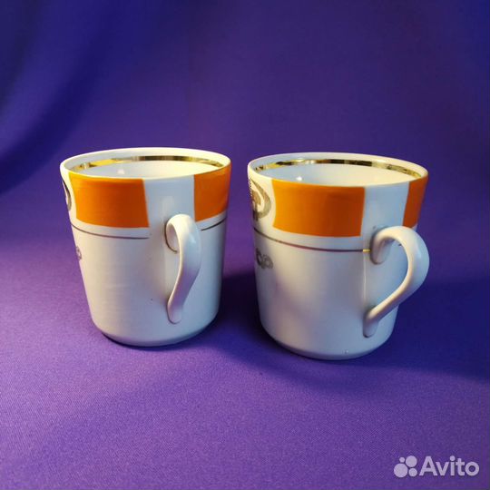 Пара фарфоровых кружек Агитация 50 Лет СССР