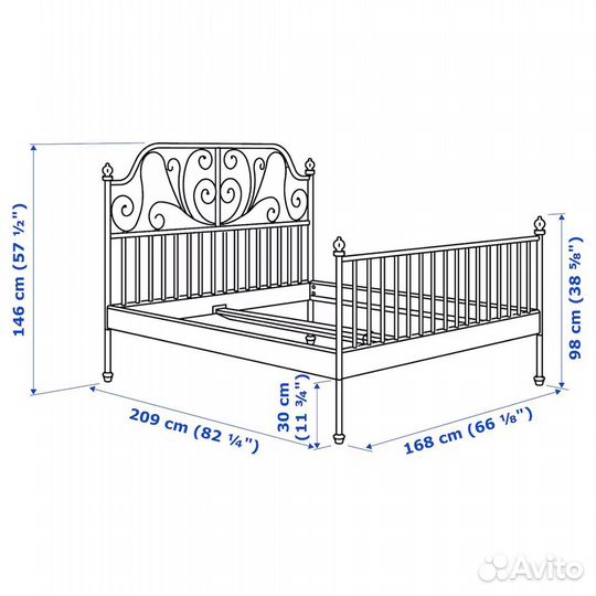 Кровать двухспальная металлическая IKEA