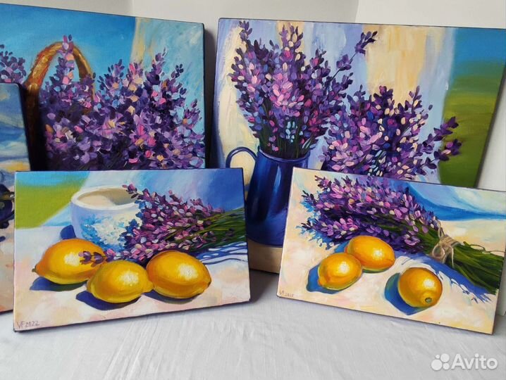 Картина маслом на холсте натюрморт лаванда