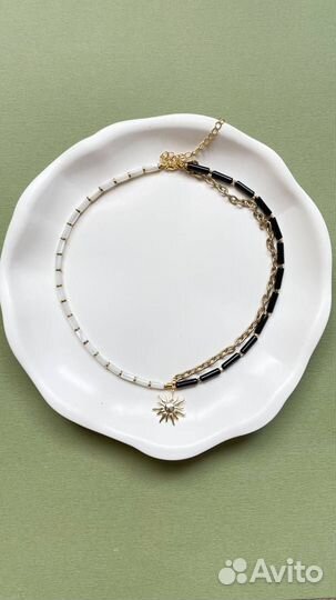 Микс чокер из агата, перламутра, гематита