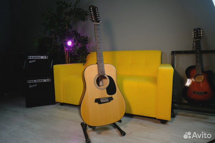 12-струнная Акустическая Гитара с Чехлом