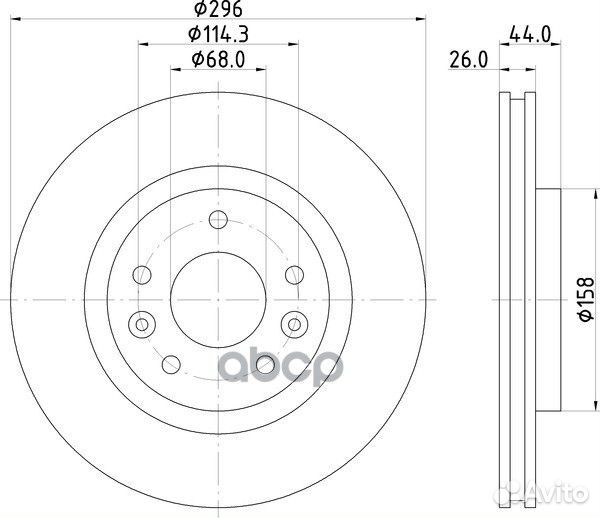 Диск тормозной передний 296x26 5 отв. с покры
