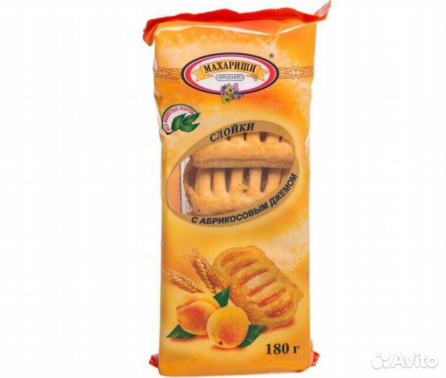 Слойки Махариши Абрикосовый джем с глазурью 180г