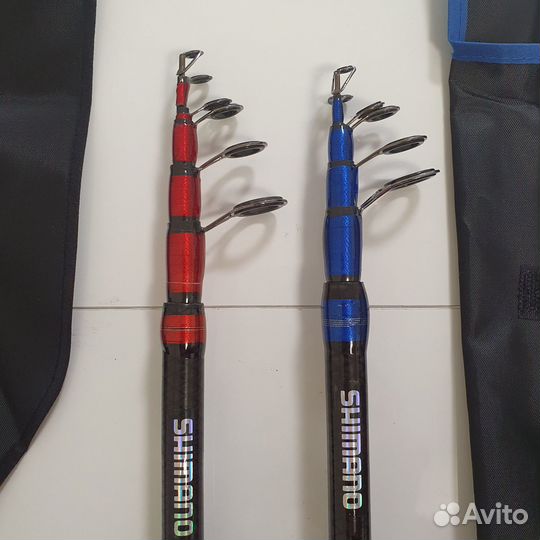 Спиннинг Шимано телескоп с катушкой и подсачеком