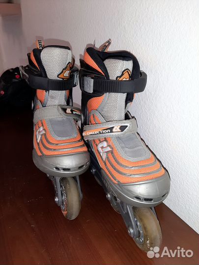 Коньки роликовые раздвижные детские+защита Р 27-30