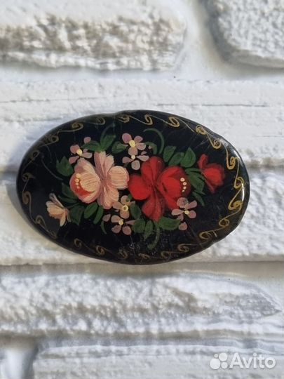 Винтажная брошь палех