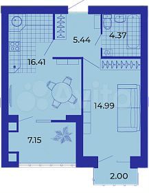 1-к. квартира, 49 м², 3/9 эт.