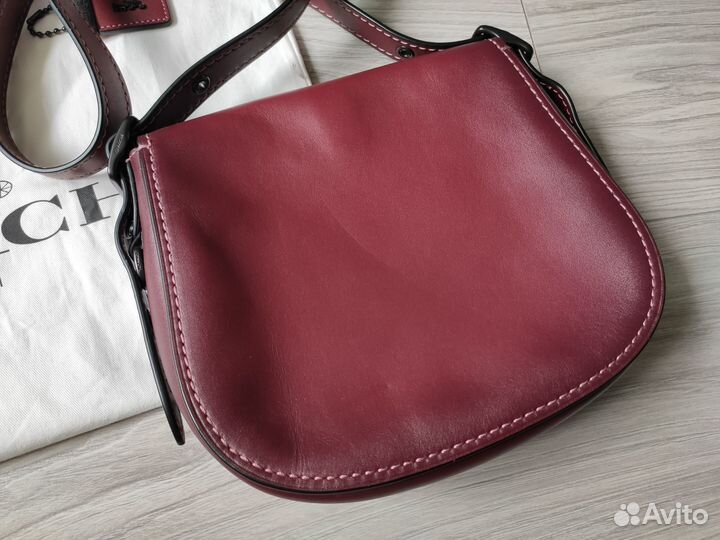 Бордовая кожаная сумка Coach (оригинал)