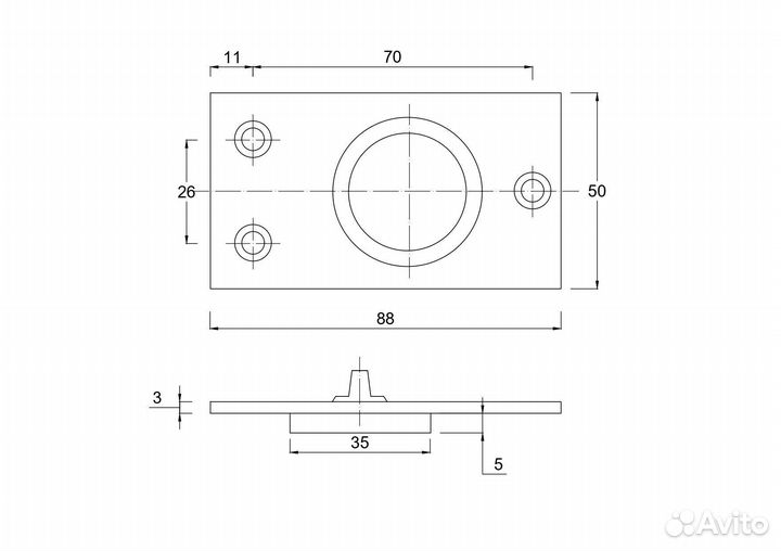 Нижняя поворотная ось для нижней петли маятниковых