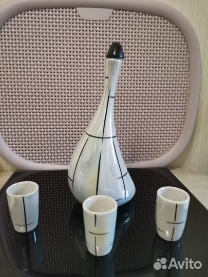 Штоф гусыня и 3 рюмки СССР 50х гг