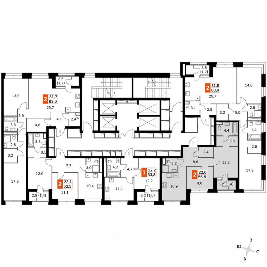 2-к. квартира, 56,4 м², 21/21 эт.