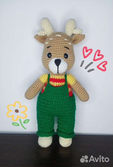 Оленёнок игрушка вязаная крючком