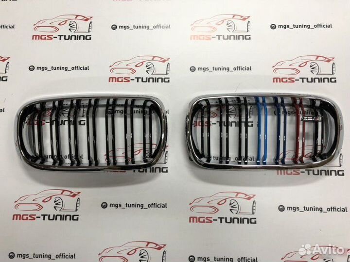 Решетка в BMW Х5 f15 в стиле Х5 М хром + триколор