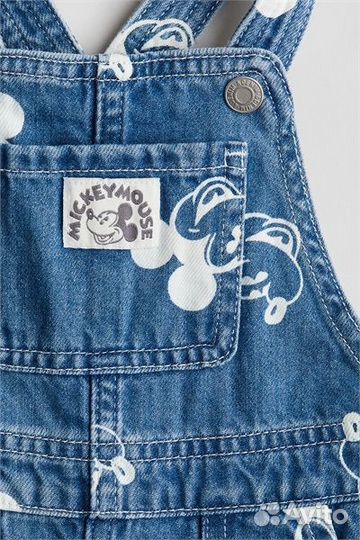 Джинсовый комбинезон Микки h&m 68 80 86 92