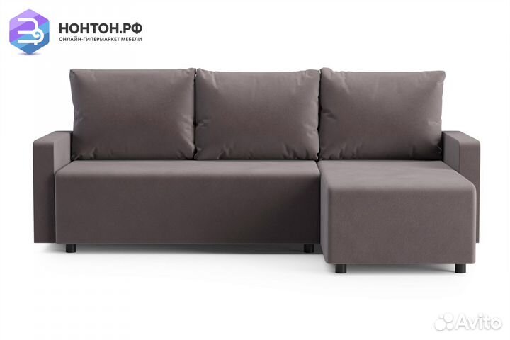 Диван угловой еврокнижка Мидгард коричневый