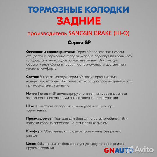 Тормозные колодки задние SP1459 Sangsin Brake