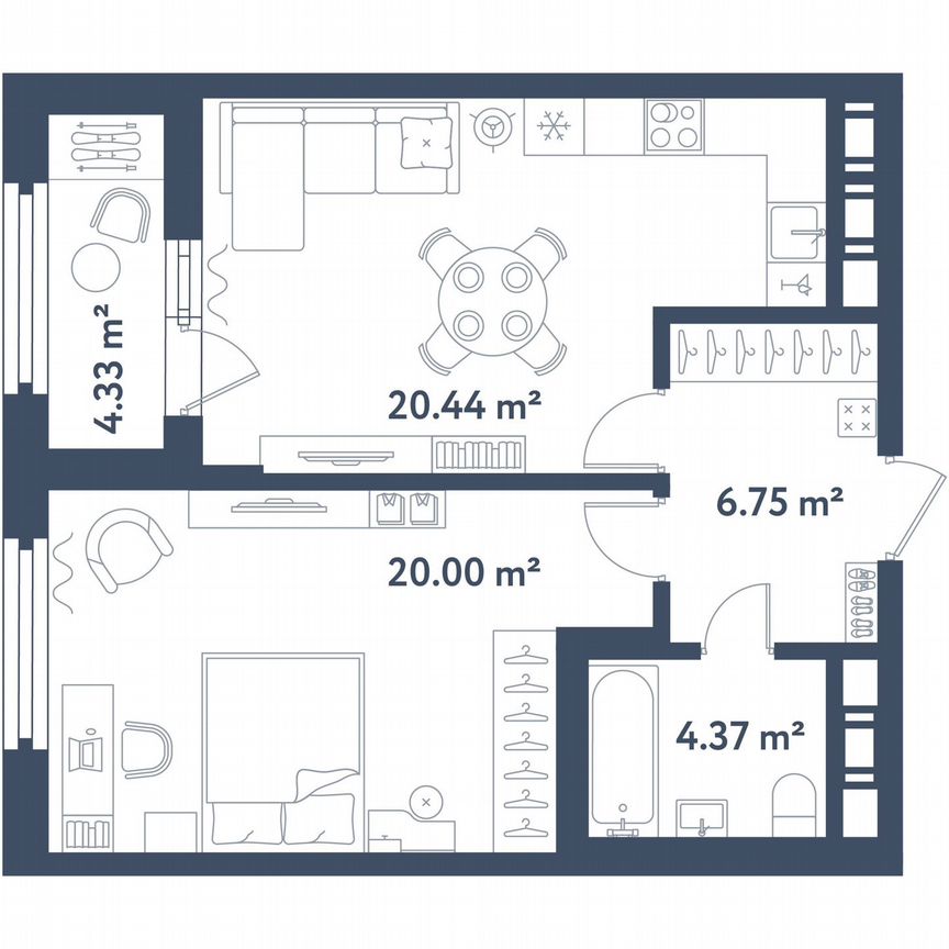 1-к. квартира, 53,7 м², 10/11 эт.