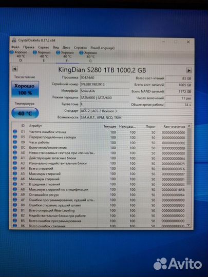 SSD Kingdian S280 1tb 1тб