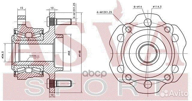 Ступица задняя с кольцом абс nswh-R51R asva