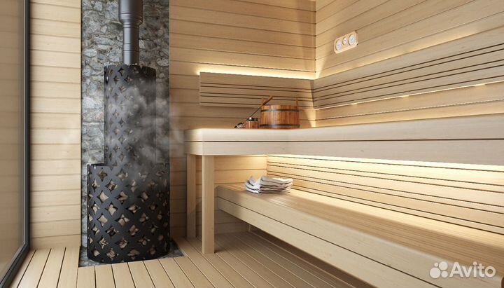 Чугунная печь для бани этна 18 дт-4 Закр. каменка