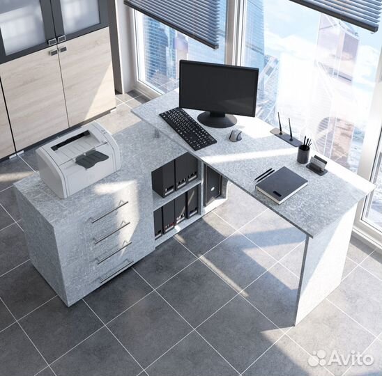 Стол компьютерный Алькор в цвете Бетон