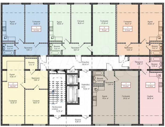 1-к. квартира, 55,6 м², 3/14 эт.
