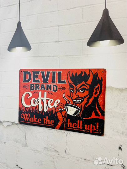 Декор на стену табличка Devil brand coffee