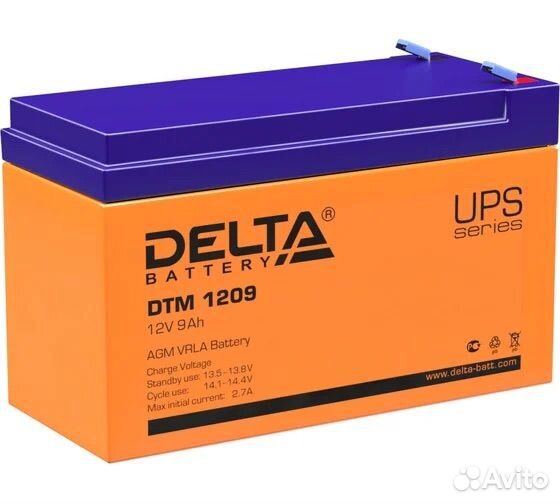 Аккумулятор дельта 12В 9Ah Delta DTM 1209