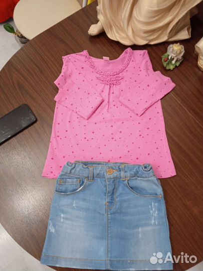Джинсовая юбочка и кофточка с дл. рук. 5-6 лет