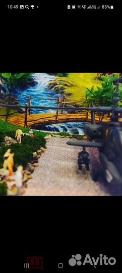 Реконструкция,модель вертолёта,пейзаж