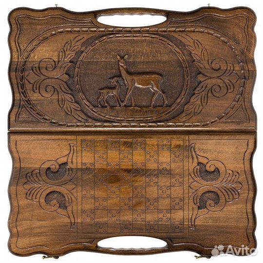 Нарды и шашки резные Олень 51 х 54 см бук Армения 62675