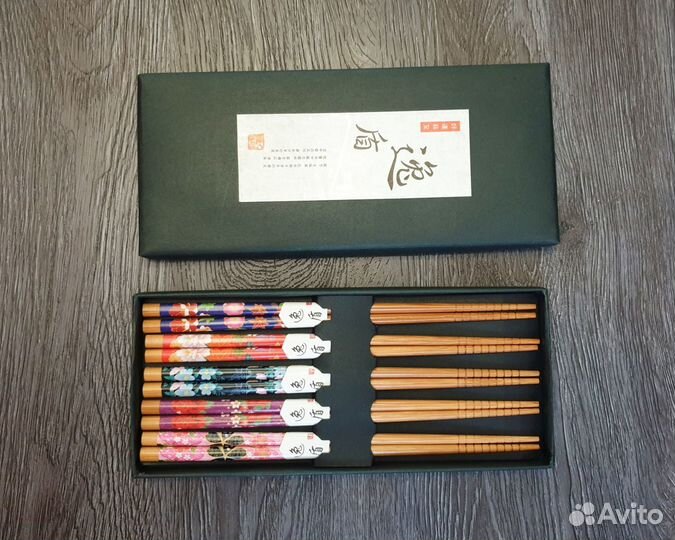 Новый набор 5 пар бамбуковых палочек для еды